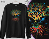 Meditation Zen Tree of Life Sweatshirt, Mandala Meditating Universe Yoga Spiritual Psychedelic Buddhist Mystical Cosmic Colorful Sweater